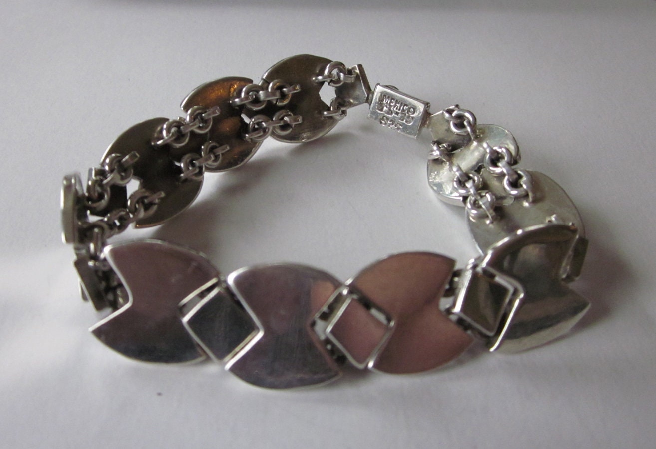 Gr 1 Vintage Mexico Taxco Sterling Silver Articulated Bracelet Heavy 57 grams