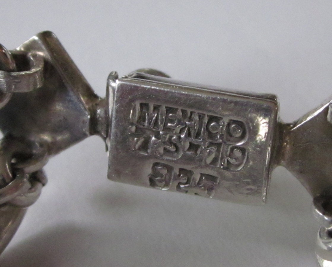 Gr 1 Vintage Mexico Taxco Sterling Silver Articulated Bracelet Heavy 57 grams