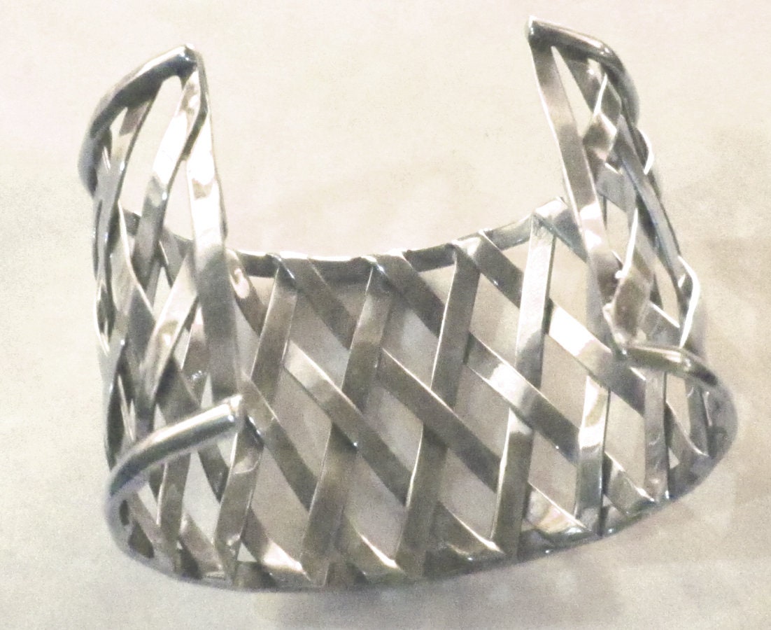 Gr 1 Heavy Sterling Silver Bangle Cuff Bracelet 2" Wide 52.75 Grams