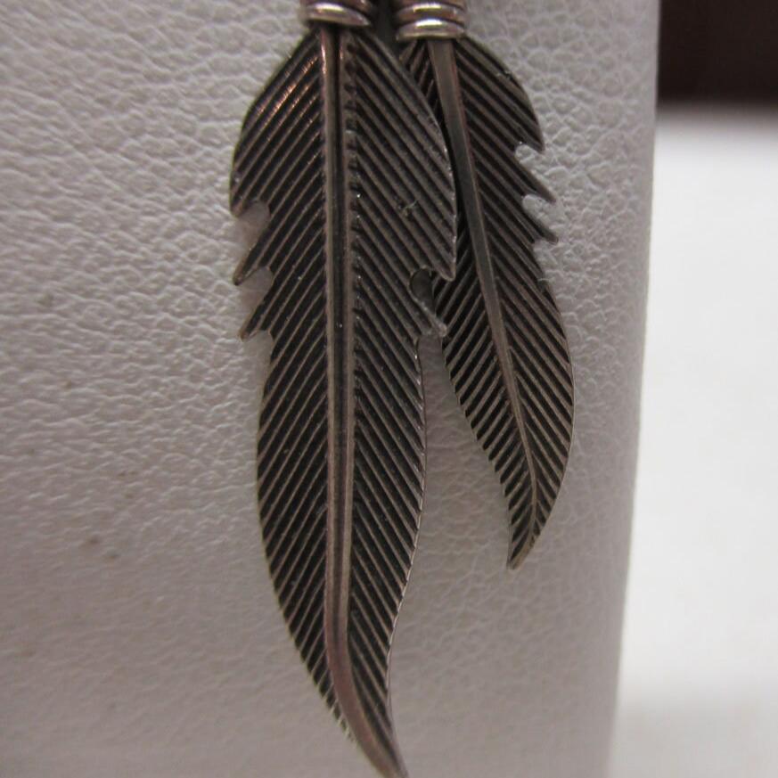 Gr 17 Zuni Sterling Silver Sun Face and Feather Earrings Turquoise, Onyx, Coral and Spiny Oyster