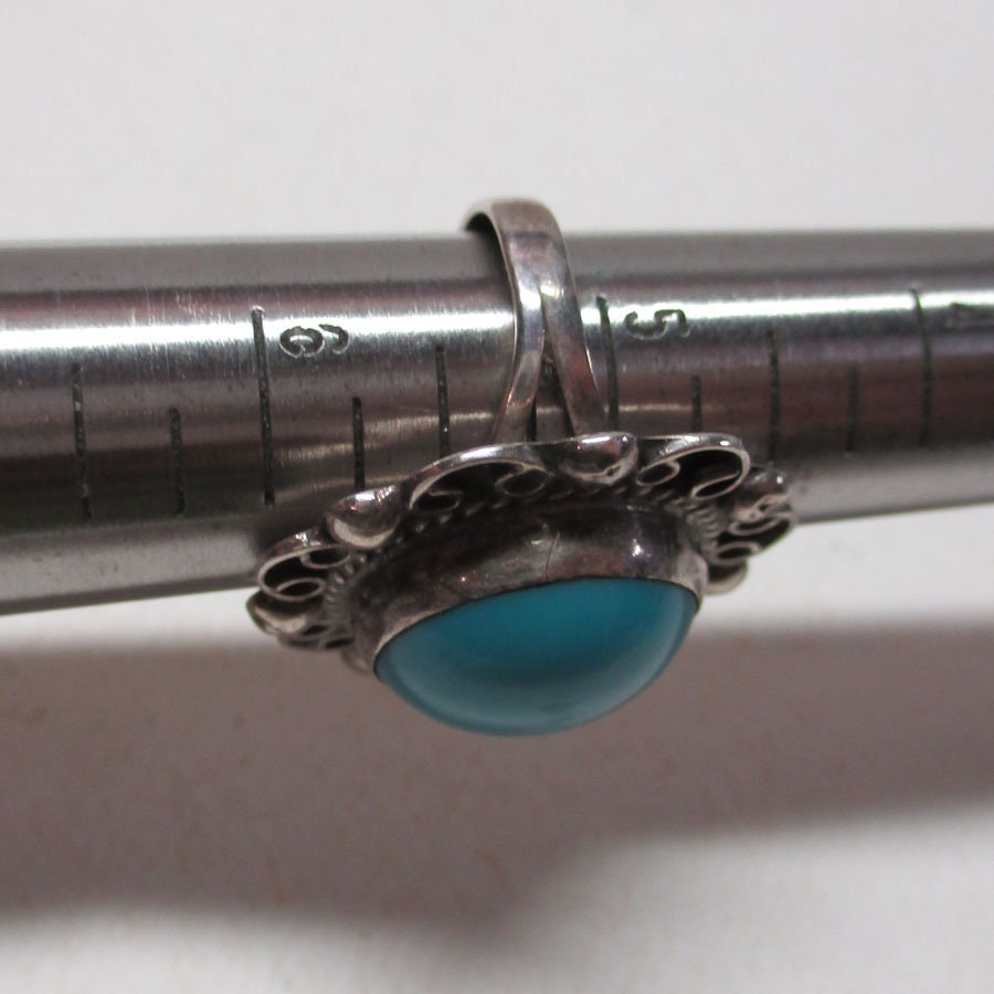 Gr 29 Mexico Plateria Southwestern Sterling Silver Turquoise Ring