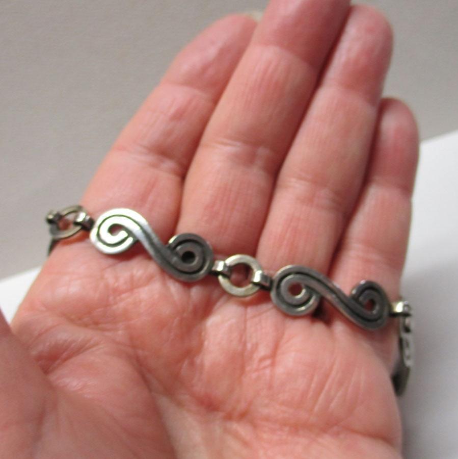 Taxco Sterling Silver Bracelet MCM Scroll ARCOZ Eagle 22 Mark