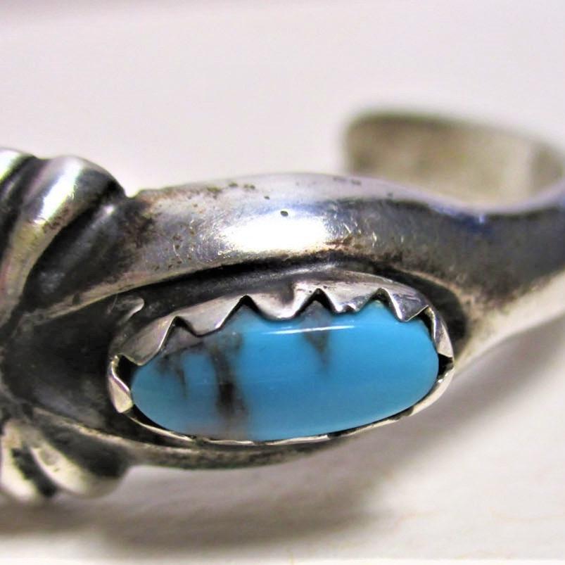 Gr 51 Navajo Ingot Tuffa or Sandcast Turquoise and Coral Sterling Silver Bracelet