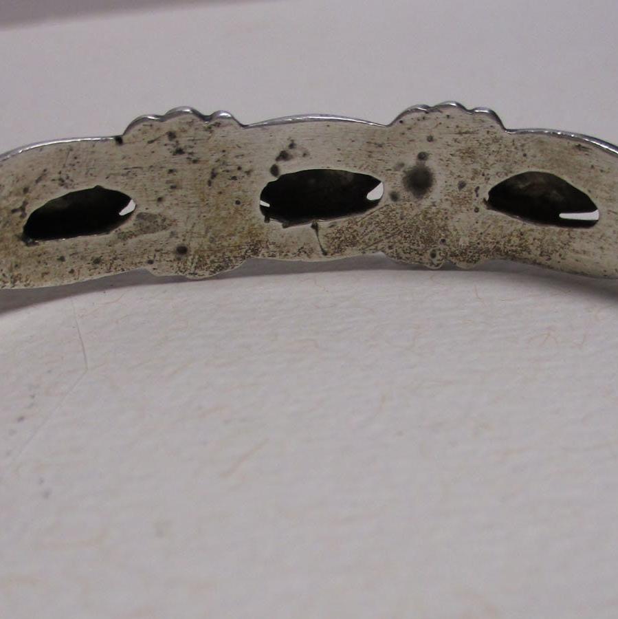 Gr 51 Navajo Ingot Tuffa or Sandcast Turquoise and Coral Sterling Silver Bracelet