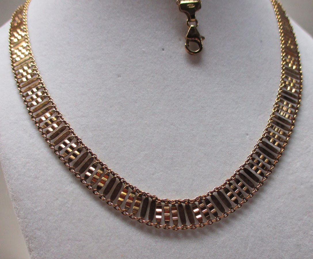 Gr 48 Sterling Silver Vermeil Woven Necklace and Bracelet Set Galt's Washington DC