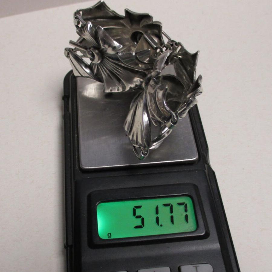 Gr 55 Art Nouveau Deco MCM Sterling Silver WIDE Bracelet Floral Repousse