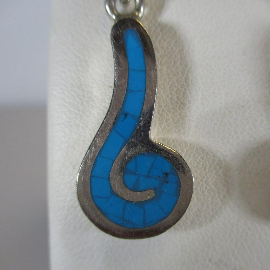 Gr 58 Los Ballesteros Sterling Silver Crushed Turquoise Drop Earrings