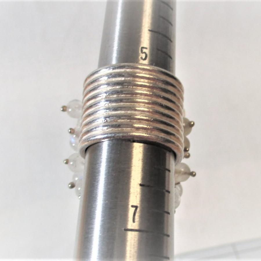 Gr 63 Sterling Silver Moonstone Cha Cha Wrap Ring Size 6 Hand Made