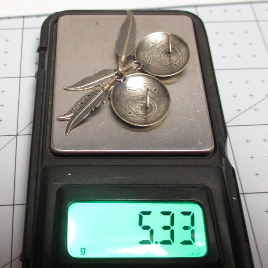 Gr 69 Hopi Sterling Silver Lizard and Feather Drop Earrings