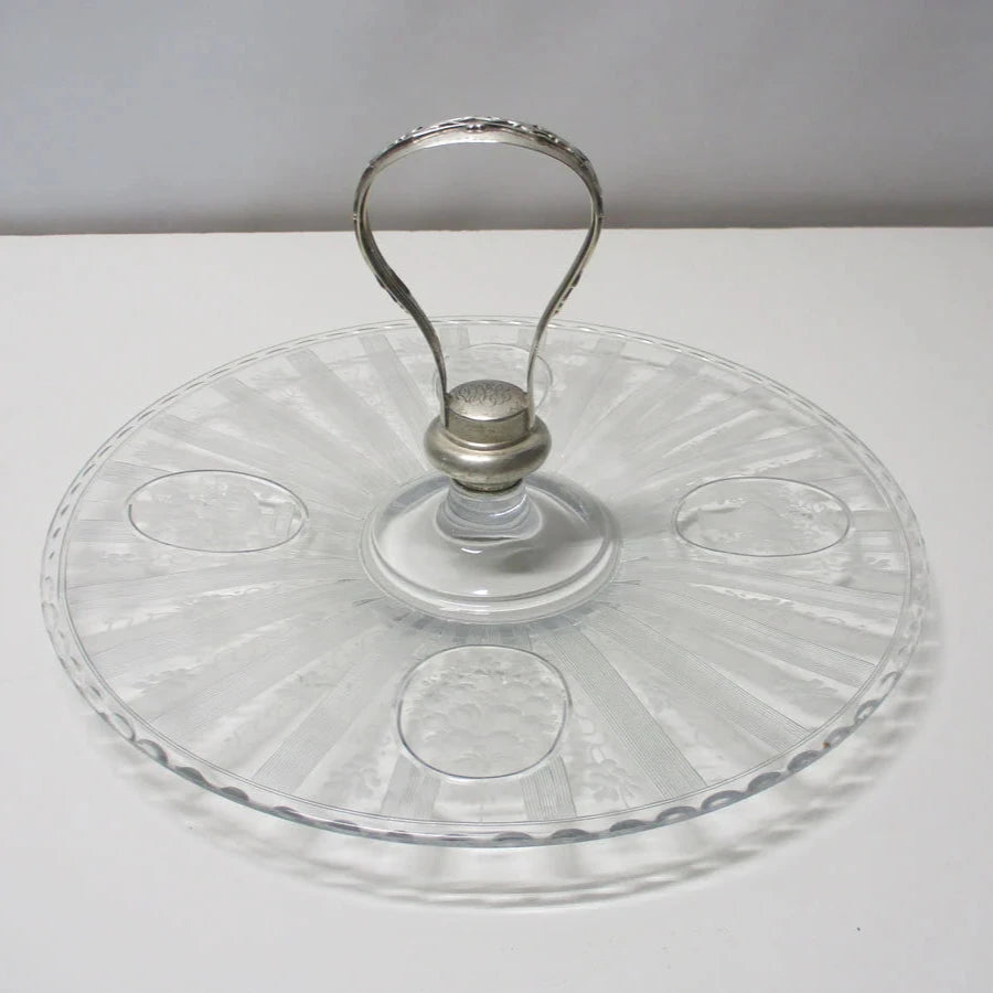 Brilliant Period Signed Hawkes Millicent Pattern Sterling Silver Handle Server Plate 11 Inches