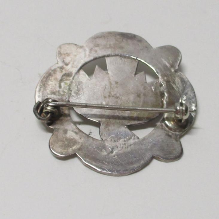 Gr 72 Navajo Fred Harvey Era Sterling Silver and Turquoise Ingot Hand Stamped Pin 1 1/4"