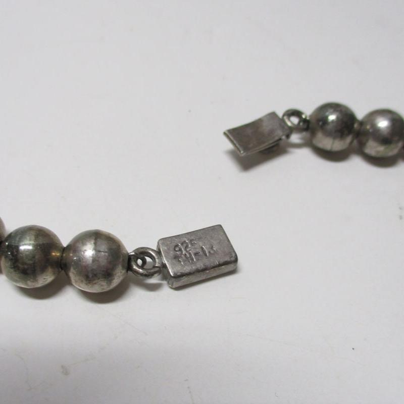 Gr 73 Sterling Silver Heavy Bench Made Graduated Beads Taxco Mexico 69.26 Grams 16"