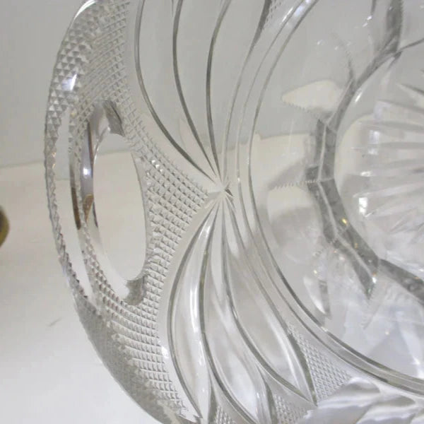 Georgian Period Anglo Irish Cut Glass Bread Basket or Handled Tray