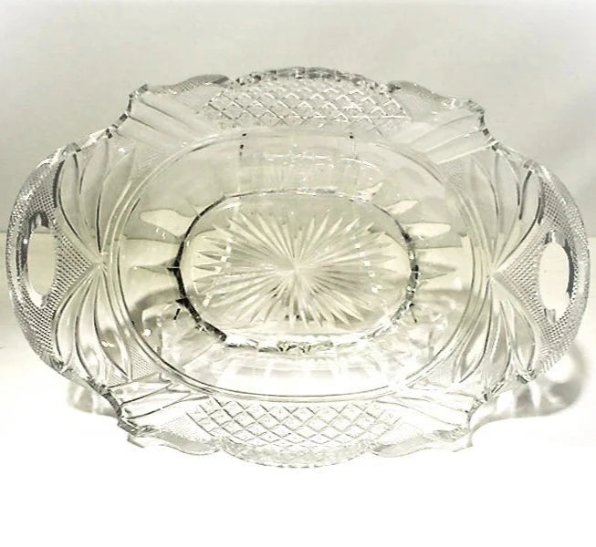 Georgian Period Anglo Irish Cut Glass Bread Basket or Handled Tray