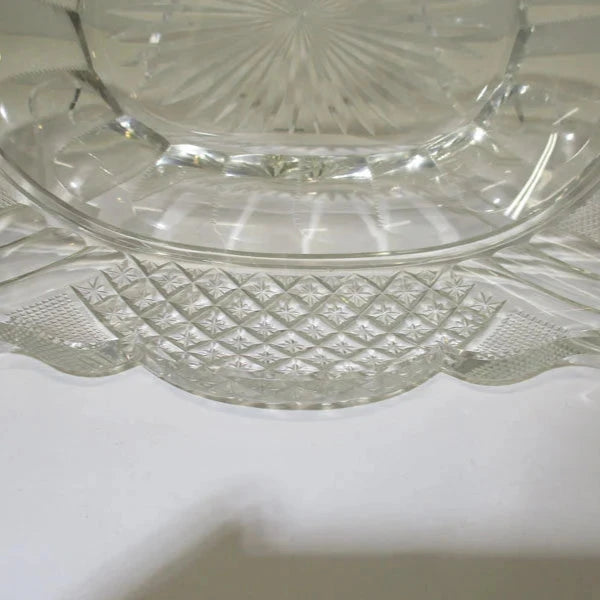 Georgian Period Anglo Irish Cut Glass Bread Basket or Handled Tray
