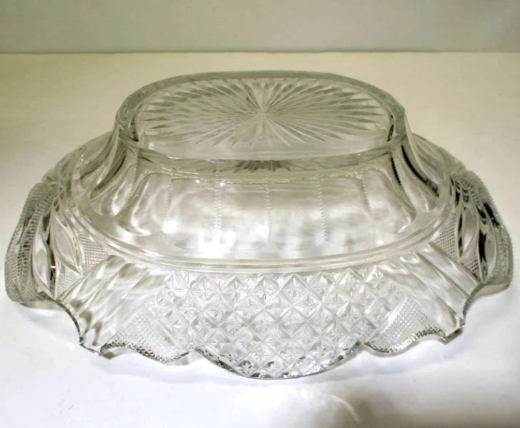 Georgian Period Anglo Irish Cut Glass Bread Basket or Handled Tray