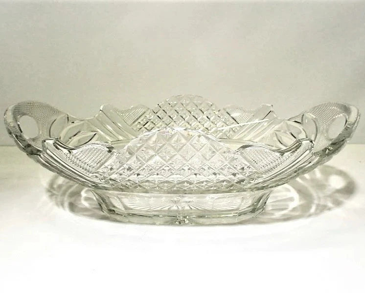 Georgian Period Anglo Irish Cut Glass Bread Basket or Handled Tray