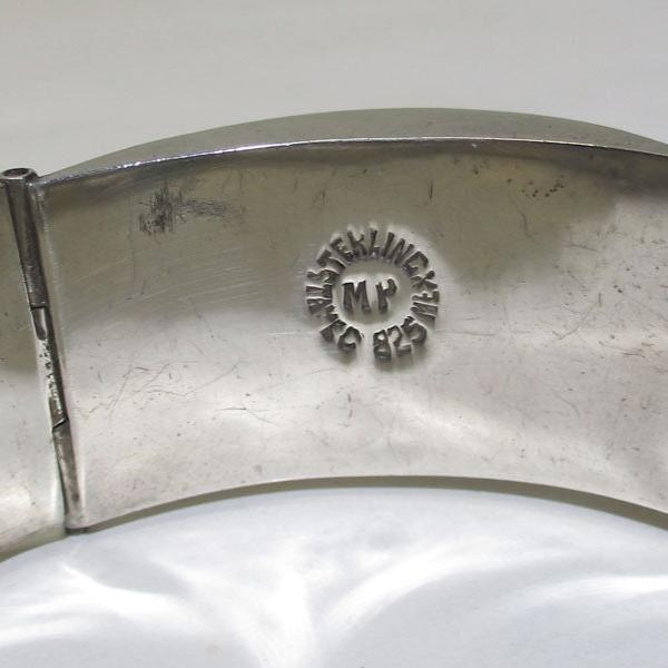 Gr 81 Vintage Taxco Mexico Sterling Silver and Abalone Bracelet 7 " Long