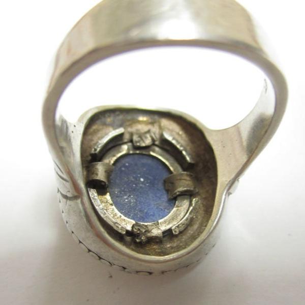 Gr 84 Sterling Silver, 14K Gold and Lapis Lazuli Statement Ring Size 7