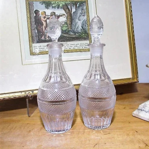 Cut Glass Pair Decanters Anglo Irish Regency Period