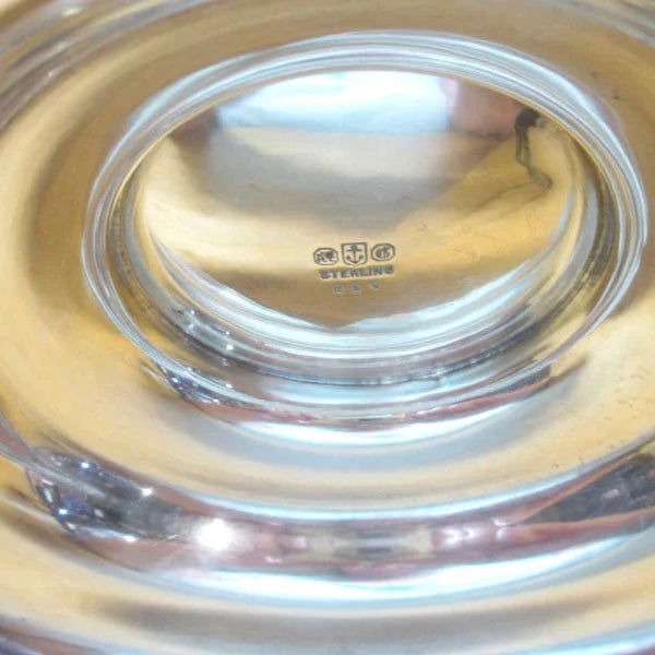 Gorham Sterling Silver and Brilliant Period Cut Glass Vase 10" Gravic Deep Cuts