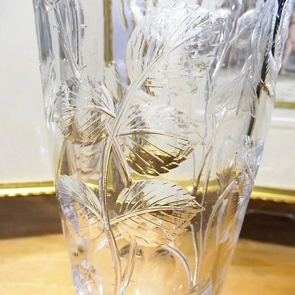 Gorham Sterling Silver and Brilliant Period Cut Glass Vase 10" Gravic Deep Cuts
