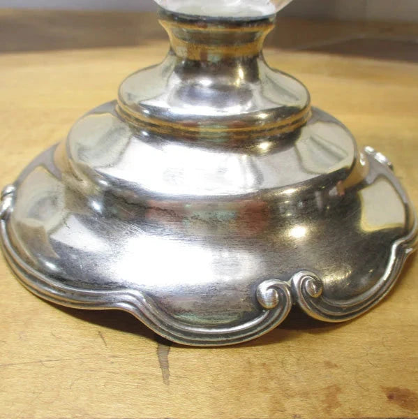 Gorham Sterling Silver and Brilliant Period Cut Glass Vase 10" Gravic Deep Cuts