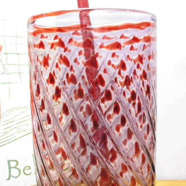 Huge Hand Blown Ruby and Clear Glass Vase