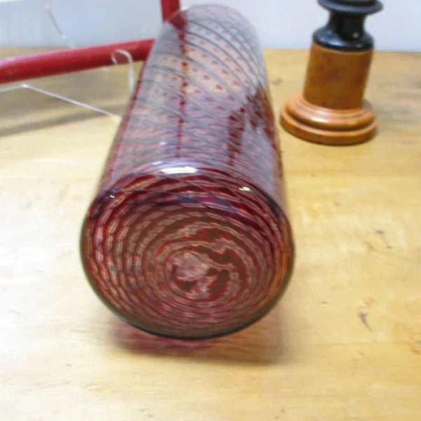 Huge Hand Blown Ruby and Clear Glass Vase