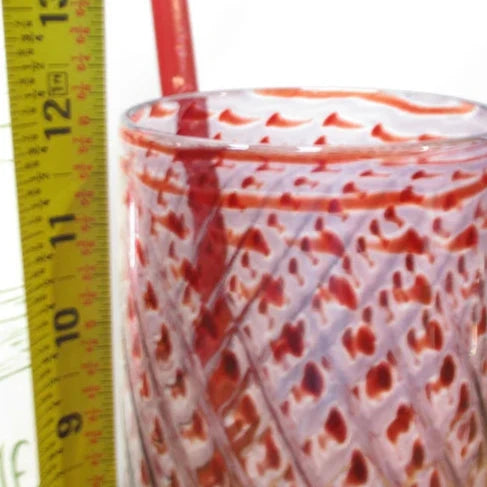 Huge Hand Blown Ruby and Clear Glass Vase