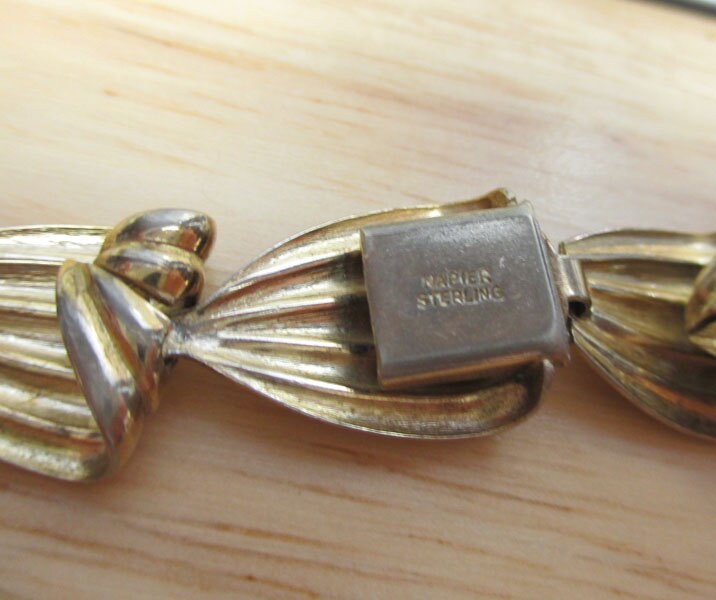 Gr 100 Deco Sterling Silver Vermeil Choker Necklace Vintage Napier 14 Inches 34.08 Grams