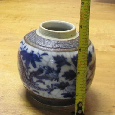 Chinese Export Tea Caddy or Ginger Jar Blue and White Dragon