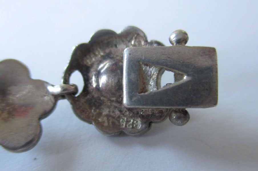 Gr 106 Sterling Silver, Faux Pearl and Marcasite Art Deco Floral Bracelet