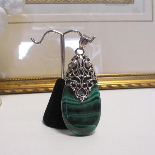DP Doug Paulus Sterling Silver and Malachite Pendant