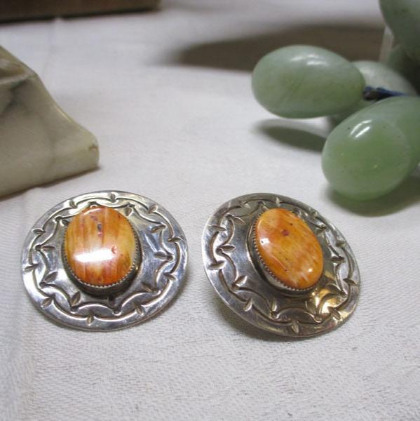 Navajo Wilson Begay Sterling Silver Concho Earrings Large 1 1/2"