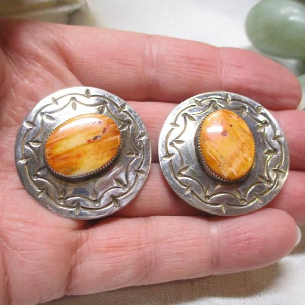 Gr 116 Navajo Wilson Begay Sterling Silver Concho Earrings Large 1 1/2"