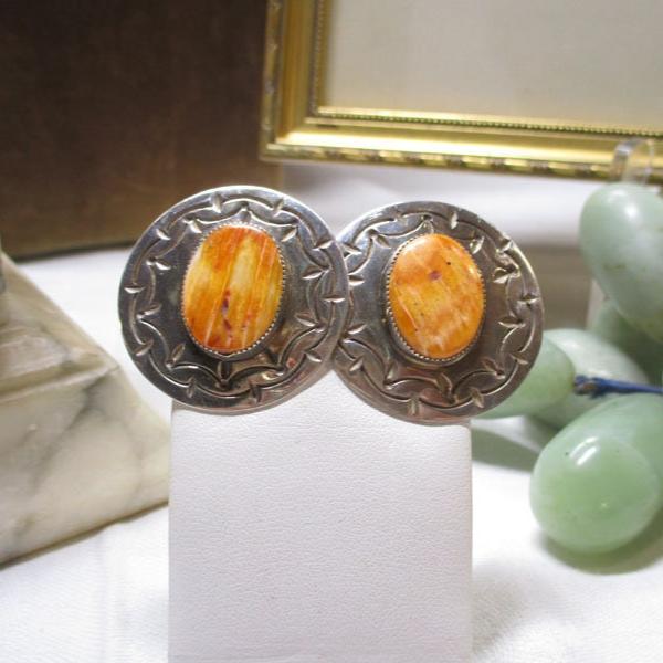 Gr 116 Navajo Wilson Begay Sterling Silver Concho Earrings Large 1 1/2"