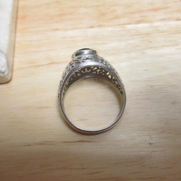 Gr 117 Sterling Silver and Smoky Quartz Reticulated Signet Ring Size 10 1/2