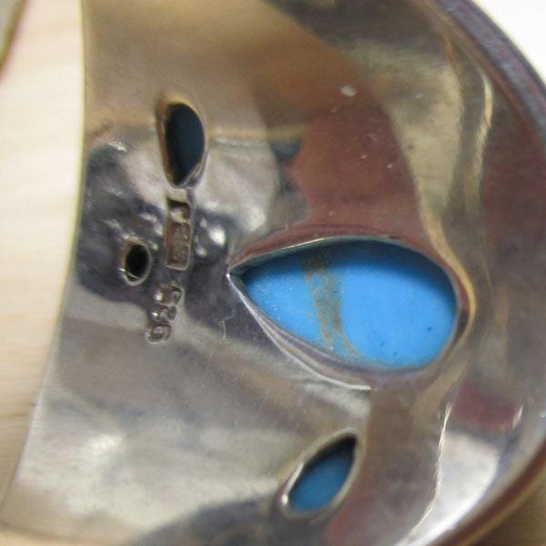 Gr 117 Sterling Silver and Turquoise Cabochons BBJ Signet Ring Size 12 1/2
