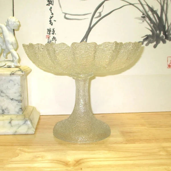 19th century Antique Overshot Glass Footed Compote