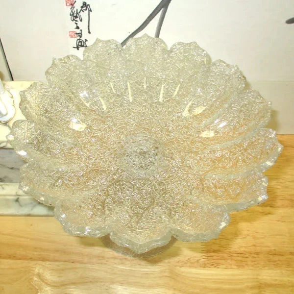 Antique Overshot Glass Footed Compote