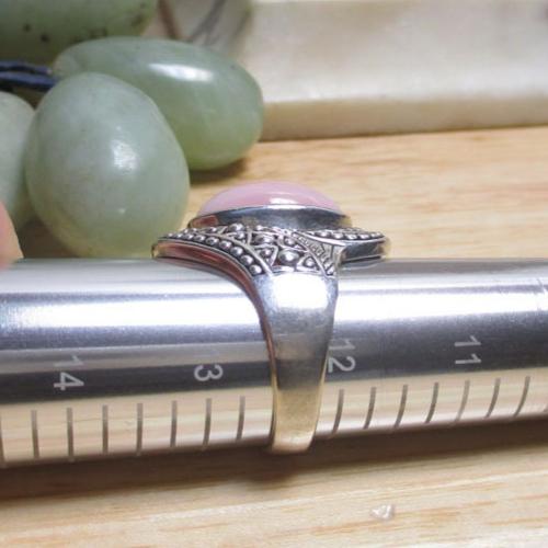 Gr 121 Sterling Silver and Pink Opal Statement Ring Size 12 1/4