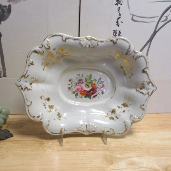 Gilded Floral Porcelain Bowl 11 1/2"