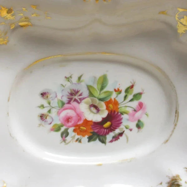 Gilded Floral Porcelain Bowl 11 1/2"