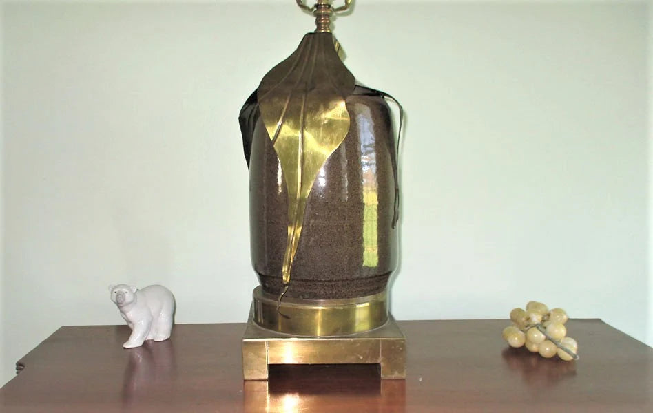 Hart Associates MCM Brass and Ceramic Plug In Table Lamp Heavy #2