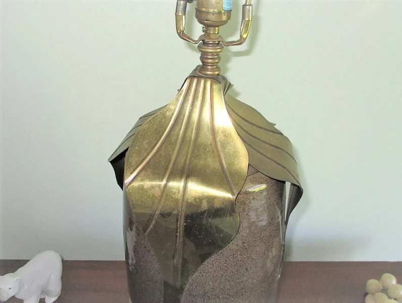 Hart Associates MCM Brass and Ceramic Plug In Table Lamp Heavy #2