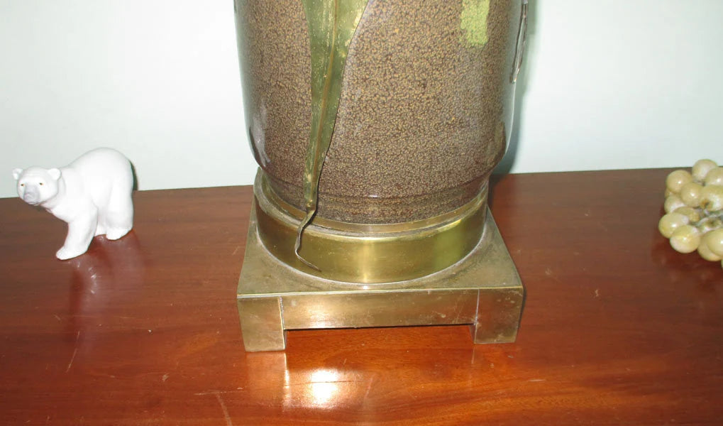 Hart Associates MCM Brass and Ceramic Plug In Table Lamp Heavy #2