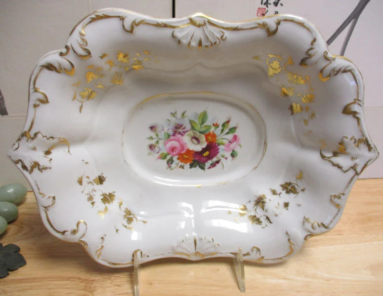 Gilded Floral Porcelain Bowl 11 1/2"