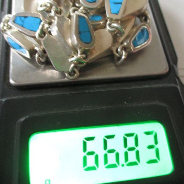 Gr 124 Sterling Silver and Turquoise Taxco Inlaid Necklace Tribal Eagle Arte en Plata Jacopo Brothers