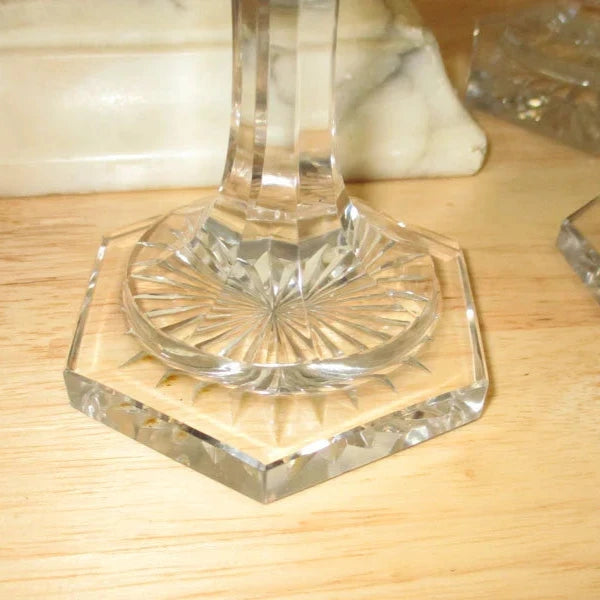 Georgian Anglo Irish Set of Six Wine Glasses Diamond Point with a Star Cut Foot